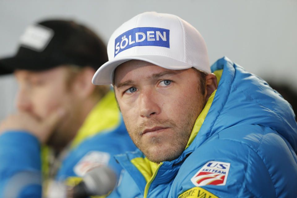 FILE - In this Monday, Feb. 2, 2015, file photo, U.S. men's ski team member Bode Miller participates in a news conference at the alpine skiing world championships in Beaver Creek, Colo. Miller is moving his family to Montana part time after a tumultuous year that included the tragic drowning of his toddler daughter. Miller says 19-month-old Emeline Miller's death made him sharpen his focus on his four other children, and with twins due this fall, he decided the time was right to head to the mountains. The family will split their time between homes in Southern California and Big Sky, Mont. (AP Photo/Brennan Linsley, File)