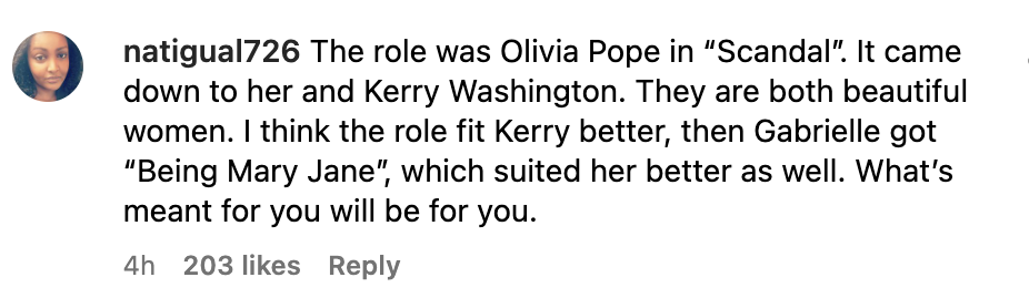 "The role is Olivia Pope in 'Scandal.'"