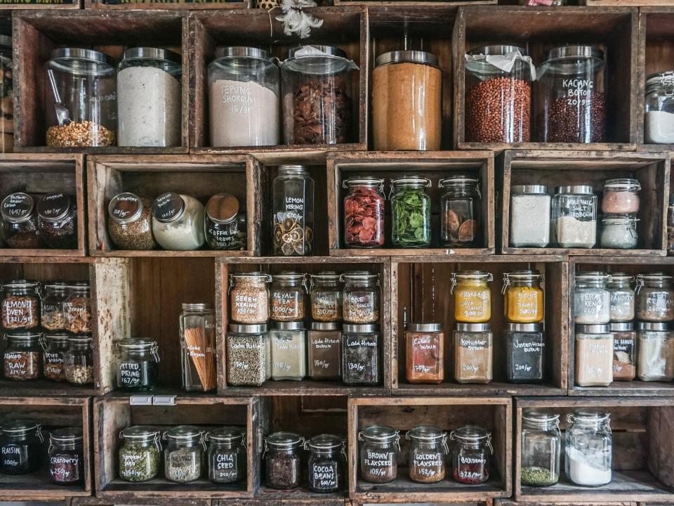 Glass jars can easily be repurposed to store different food items.