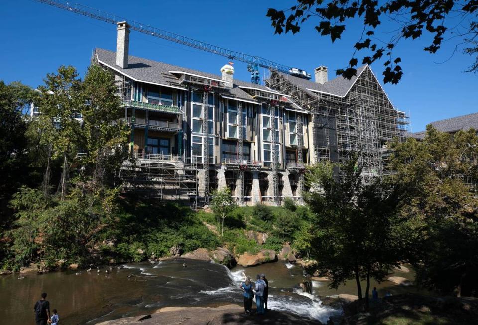 The Grand Bohemian Hotel is taking shape on the banks of the Reedy River in downtown Greenville.