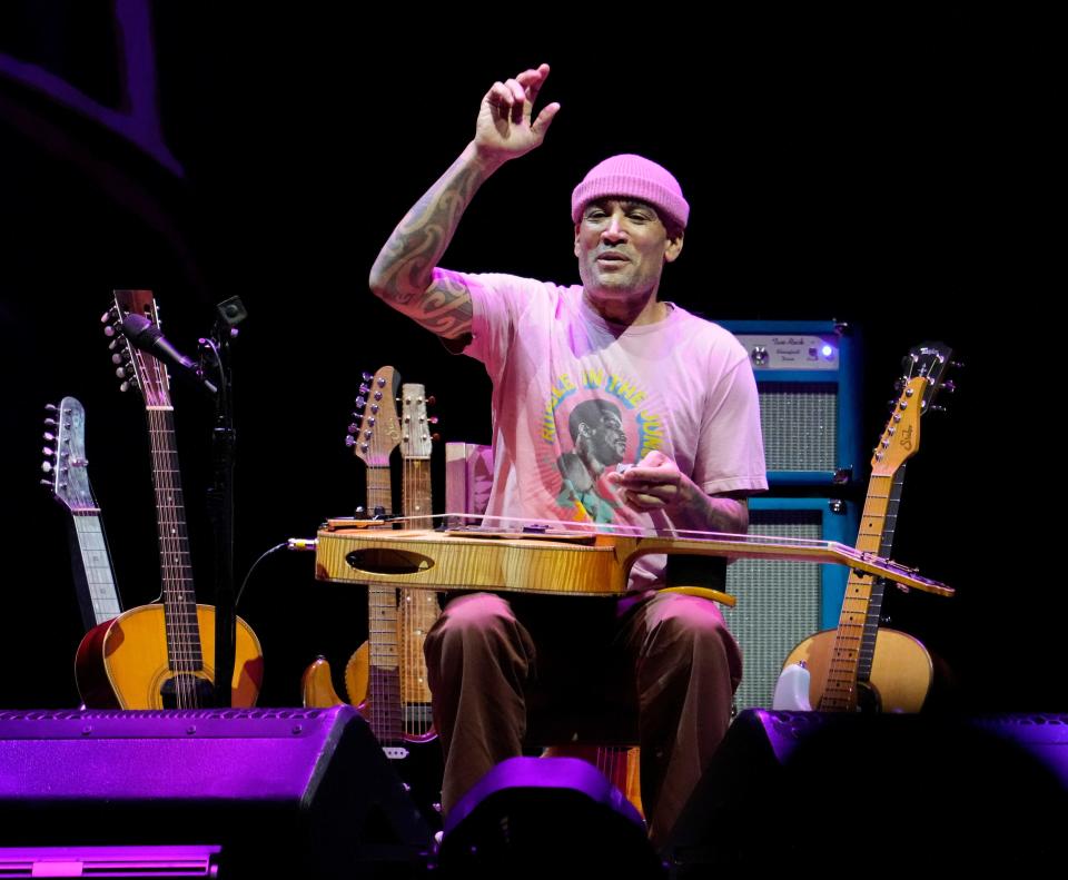 Aug. 16, 2023; Columbus, Oh., USA;  Ben Harper opened for The Chicks at Nationwide Arena in Columbus on Wednesday.