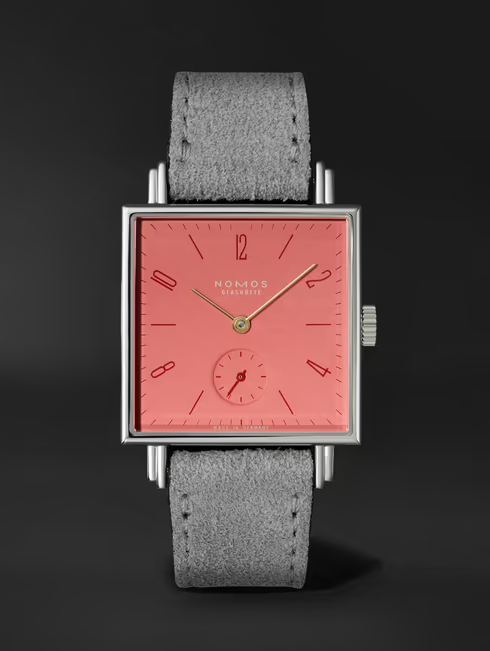 nomos glashutte watch pink gray