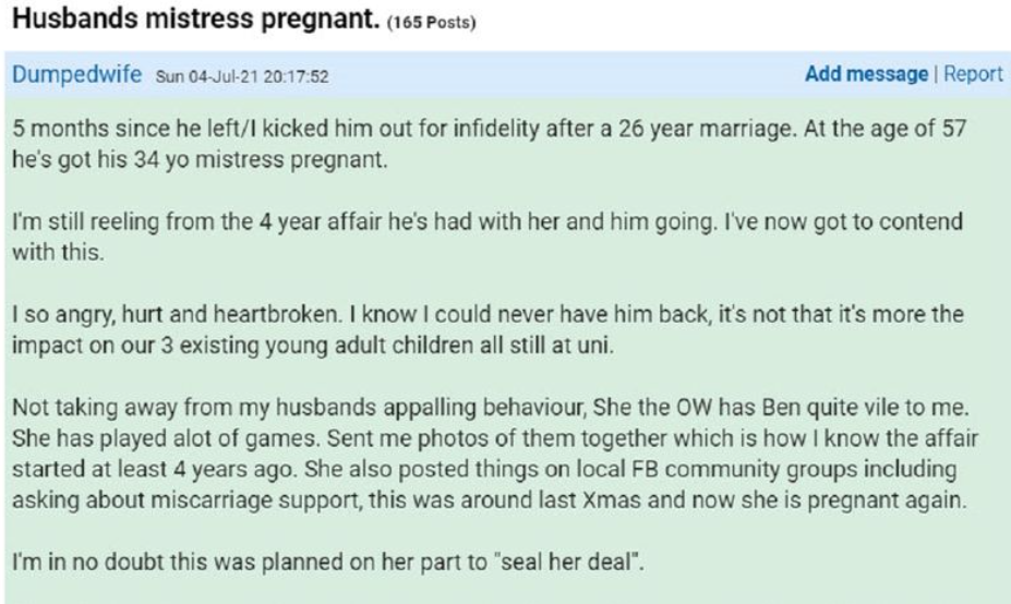 cheating post on mumsnet