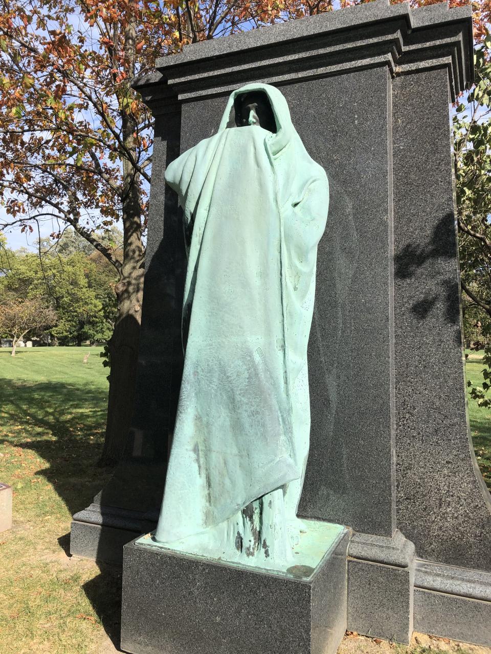 'The Eternal Silence' statute at the grave of Dexter Graves in Graceland Cemetery. (Eric DeGrechie/Patch)