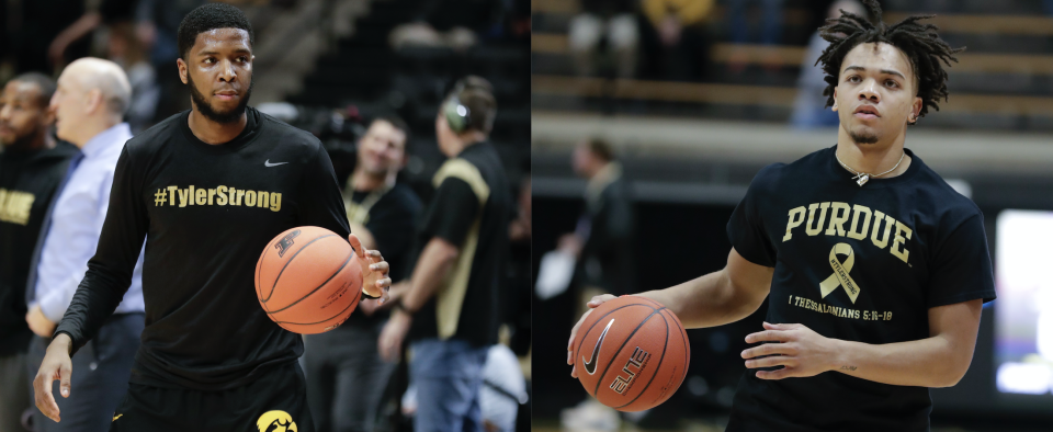 Iowa and Purdue paid tribute to Tyler Trent. (AP Photos)