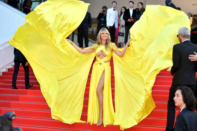 Heidi Klum Wore A Sexy Yellow Dress To Cannes And Unfortunately She Had A Wardrobe Malfunction 9544