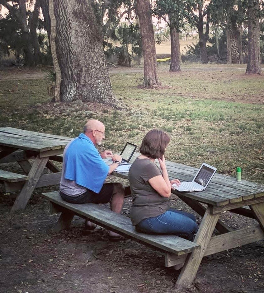 Participants in Ossabaw Island Writers' Retreat find a quiet space to work on their craft.