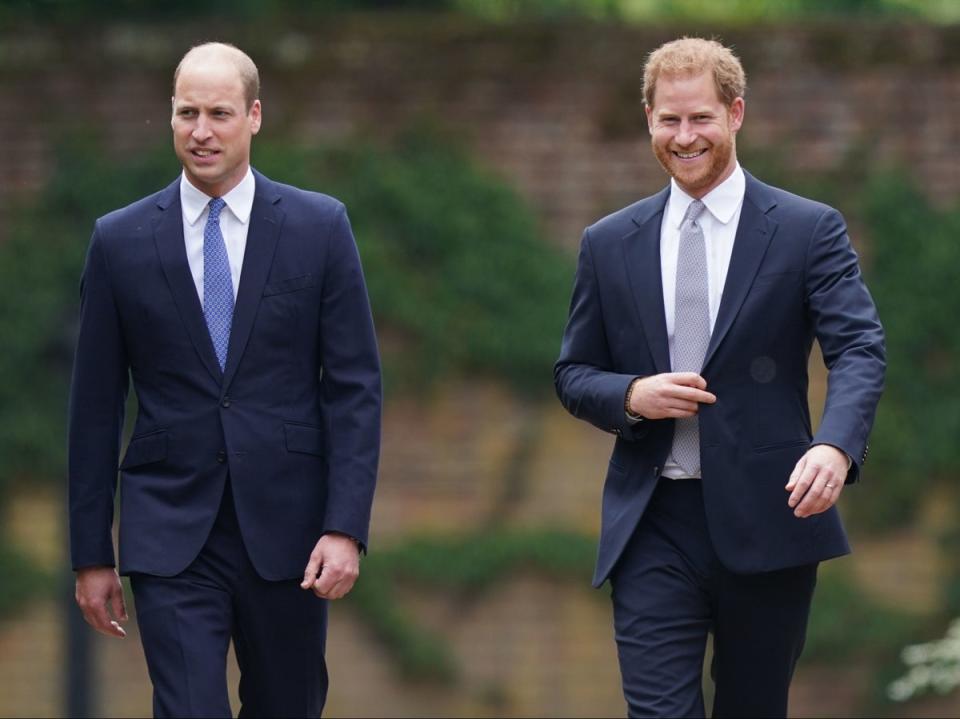 Prince Harry and Prince William walking side by side (Getty Images)