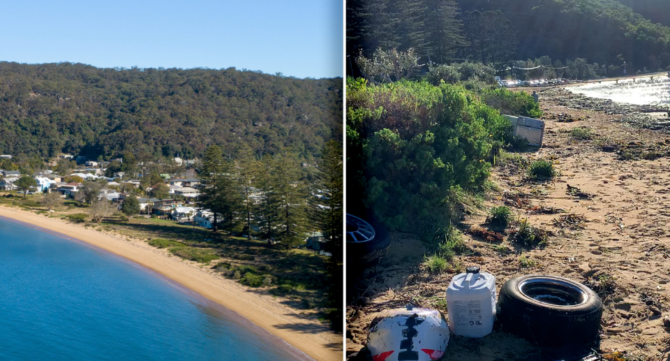 An image from before the wild weather in contrast with the beach this morning. Source: Central Coast Council / Michael Dahlstrom