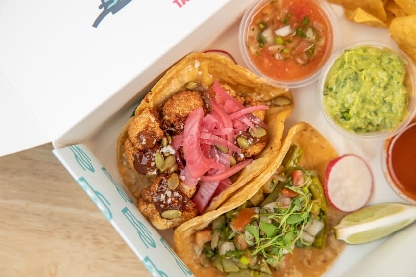 Cauliflower and nopales tacos at El Barrio