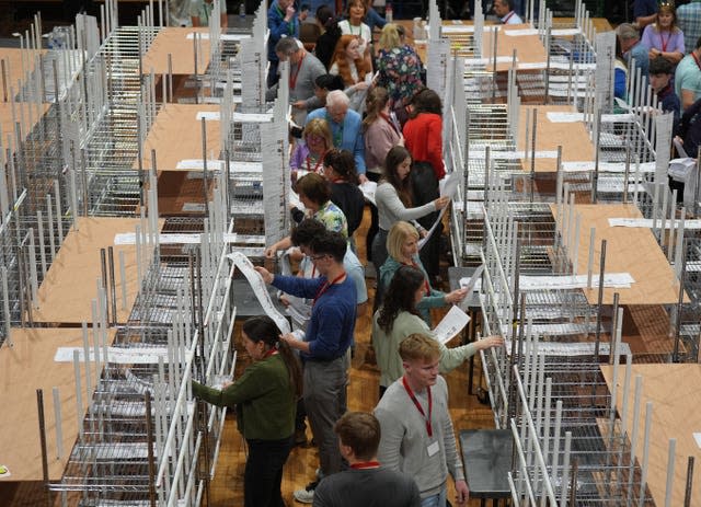 Counting at TF Royal Theatre in Castlebar for the Midlands North West constituency in Ireland in the European elections