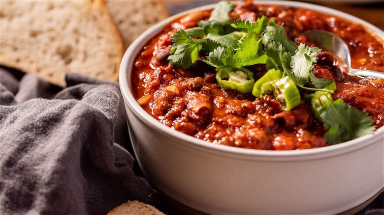 bison chili in bowl