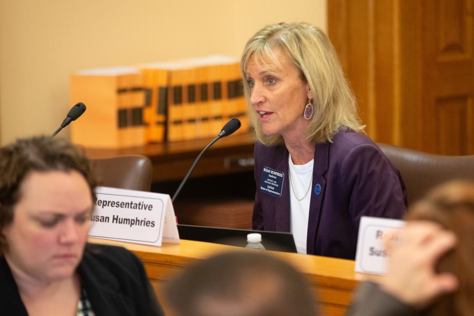 Rep. Susan Humphries, R-Wichita, was the top Republican on the House floor arguing in favor of a bill to require age verification for accessing online pornography.
