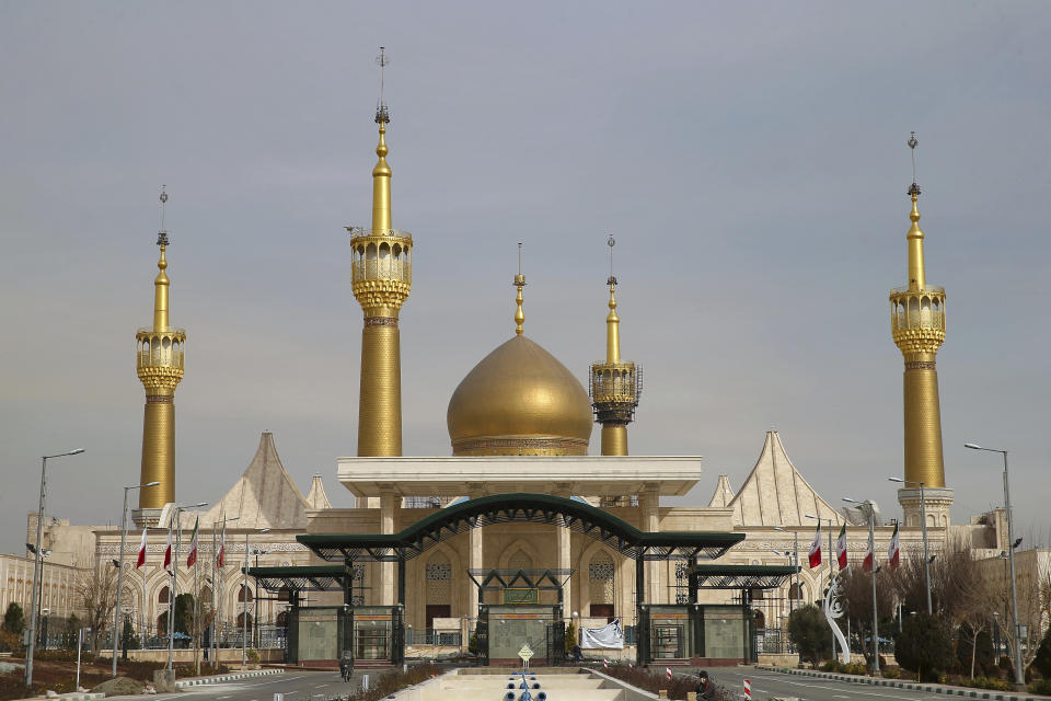 FILE — In this Jan. 19, 2019 file photo the shrine of Iran's revolutionary founder Ayatollah Khomeini is seen, just outside of Tehran, Iran. The ancient and rich cultural landscape of Iran has become a potential U.S. military target as Washington and Tehran stumble toward a possible open conflict. Iran, home to 24 UNESCO World Heritage sites, has in the past reportedly guarded the sprawling tomb complex of the Islamic Republic's founder, Ayatollah Ruhollah Khomeini, with surface-to-air missiles. (AP Photo/Ebrahim Noroozi, File)