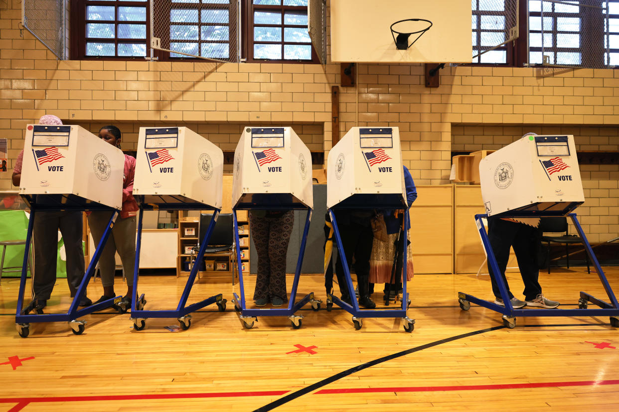 Residents in the Flatbush neighborhood of Brooklyn, N.Y., vote in June primaries at P.S. 249. 