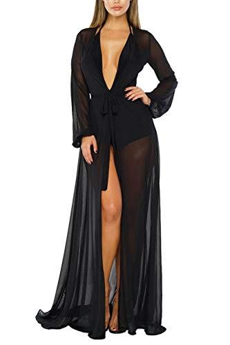 9) Long Sleeve Flowy Maxi Tie-Front Robe