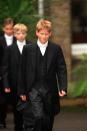 <p>Harry is all smiles as he leaves for his first day of classes at Eton College.</p>