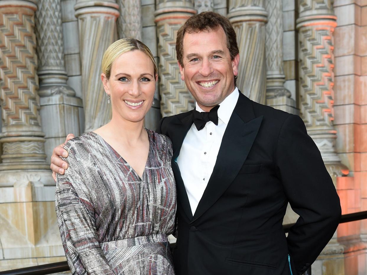 Zara Tindall and Peter Phillips attend the Tusk Ball 2022 at the Natural History Museum in honour of African conservation on May 19, 2022 in London, England.