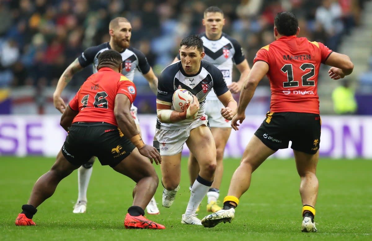 Victor Radley looks to break the Papua New Guinea defensive line (Getty Images for RLWC)