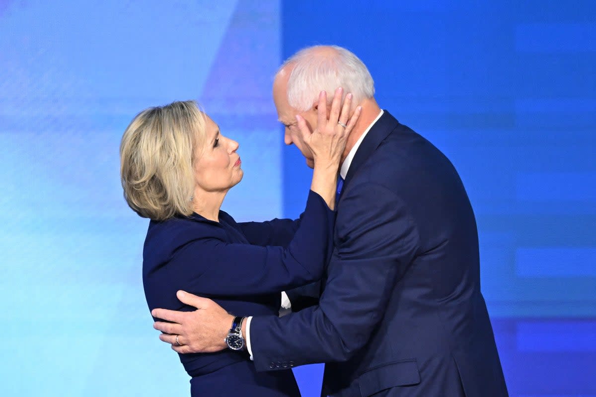 Minnesota First Lady Gwen Walz (Left), spoke in Raleigh,  (AFP via Getty Images)