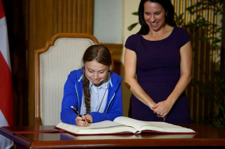 Climate change teen activist Greta Thunberg receives the key to the city from Montreal Mayor Valerie Plante