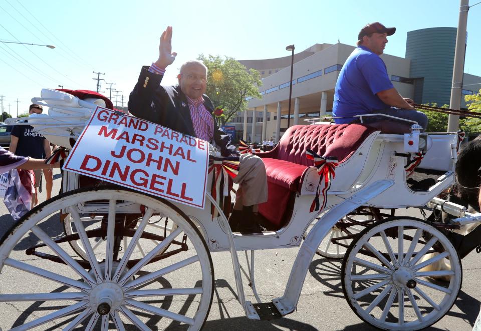 Congressman John Dingell is the Grand Marshal for the 77th annual Independence Day Parade in downtown Wyandotte. Friday, July 4, 2014.