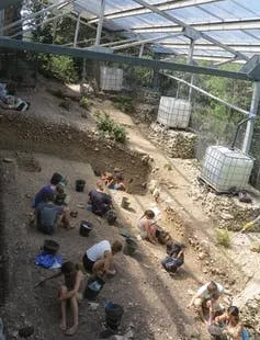 people kneeling on ground, working in the dirt