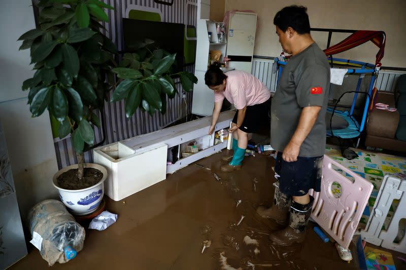 Wang Dan at her parents' home after rain and floods in Zhuozhou