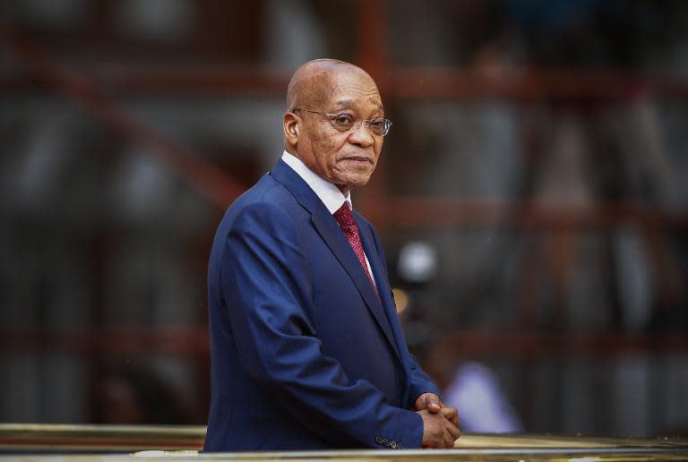 South African president Jacob Zuma, pictured on February 12, 2015, described the Marikana shooting as "a horrendous tragedy that has no place in a democracy"