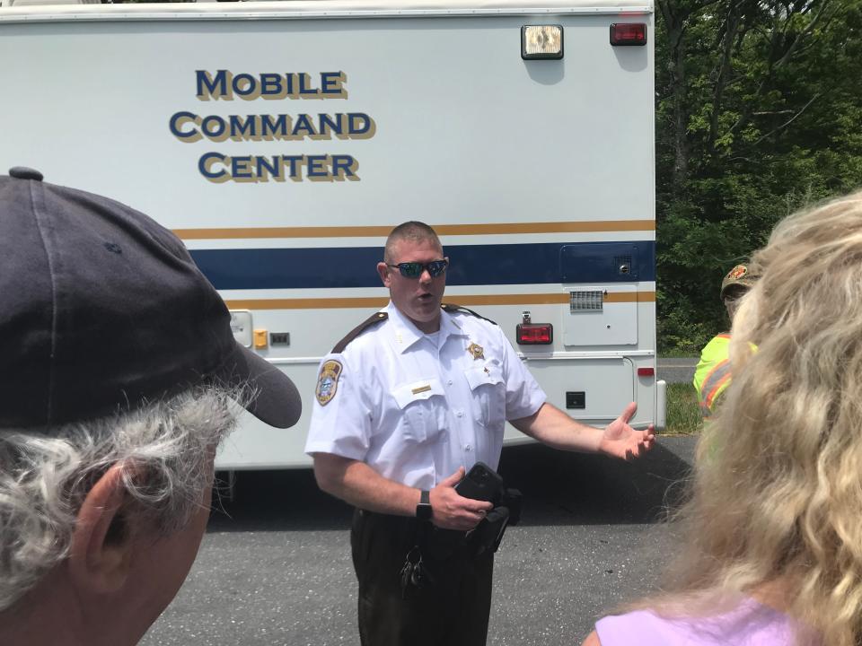 Augusta County Sheriff Donald Smith addresses the media Monday near the crash site.