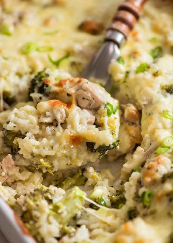 This is a dump-and-bake chicken rice casserole with broccoli that’s made from scratch. It’s creamy, cheesy, comforting and tastes like a risotto but so much easier to make!<p><strong>Get the recipe: <a href="https://www.recipetineats.com/emergency-chicken-rice-casserole/" rel="sponsored" target="_blank" data-ylk="slk:Emergency Chicken Rice Casserole;elm:context_link;itc:0;sec:content-canvas" class="link ">Emergency Chicken Rice Casserole</a></strong></p>