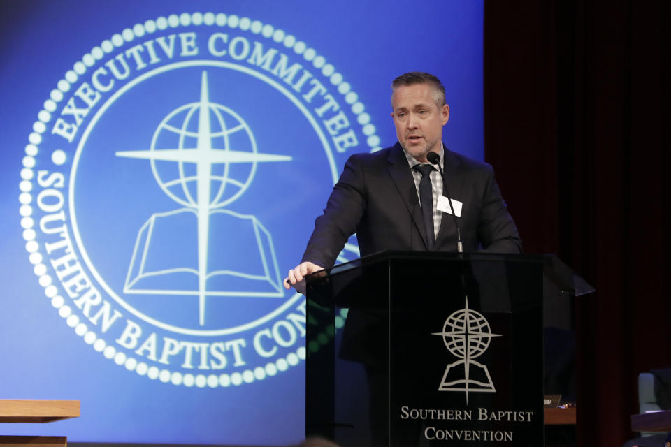 Southern Baptist Convention President J.D. Greear speaks to the denomination's executive committee last year in Nashville. (Photo: (AP Photo/Mark Humphrey))