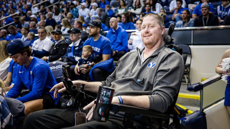 Former BYU great Shawn Bradley was honored  during the BYU-Texas game on Saturday in Provo at the Marriott Center.