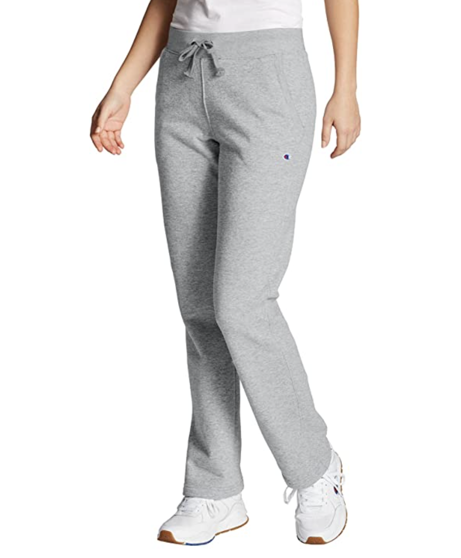 Person wearing light grey sweatpants.