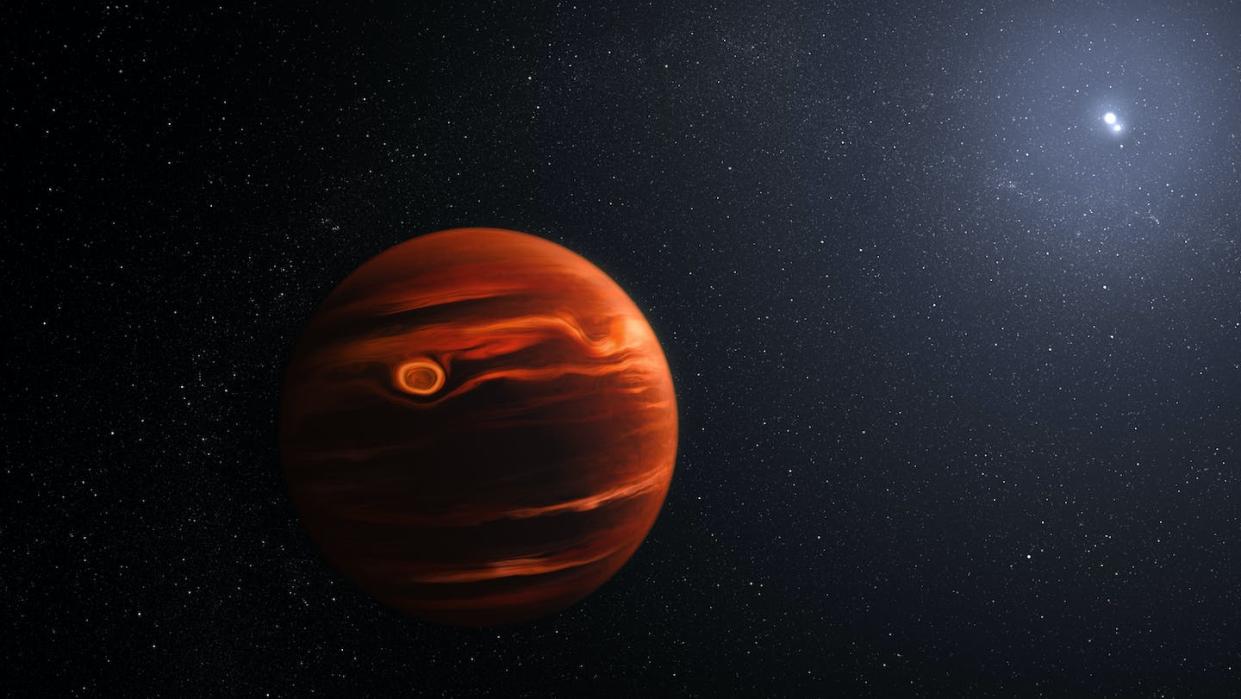 Interpretación artística del exoplaneta VHS 1256b situado a 40 años luz de la Tierra. NASA, ESA, CSA, J. Olmsted (STScI).