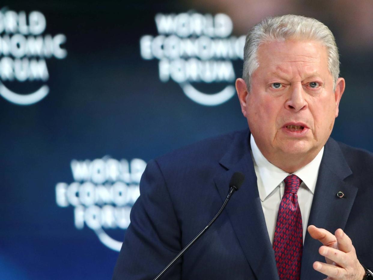 Former U.S. Vice-President Al Gore gestures as he speaks during a session at the 50th World Economic Forum (WEF) annual meeting in Davos, Switzerland: REUTERS