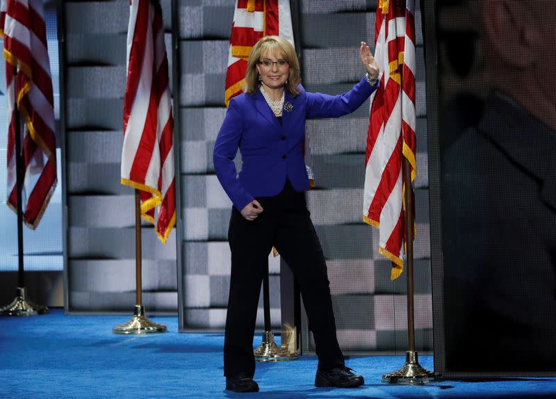 FILE PHOTO: Former U.S. Representative Gabby Giffords arrives onstage at the Democratic National Convention in Philadelphia