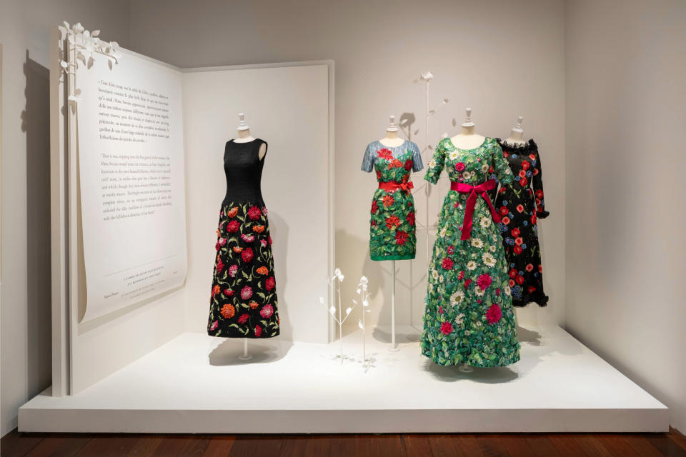 A view of the “The Flowers of Yves Saint Laurent” exhibition at the Yves Saint Laurent Museum in Paris