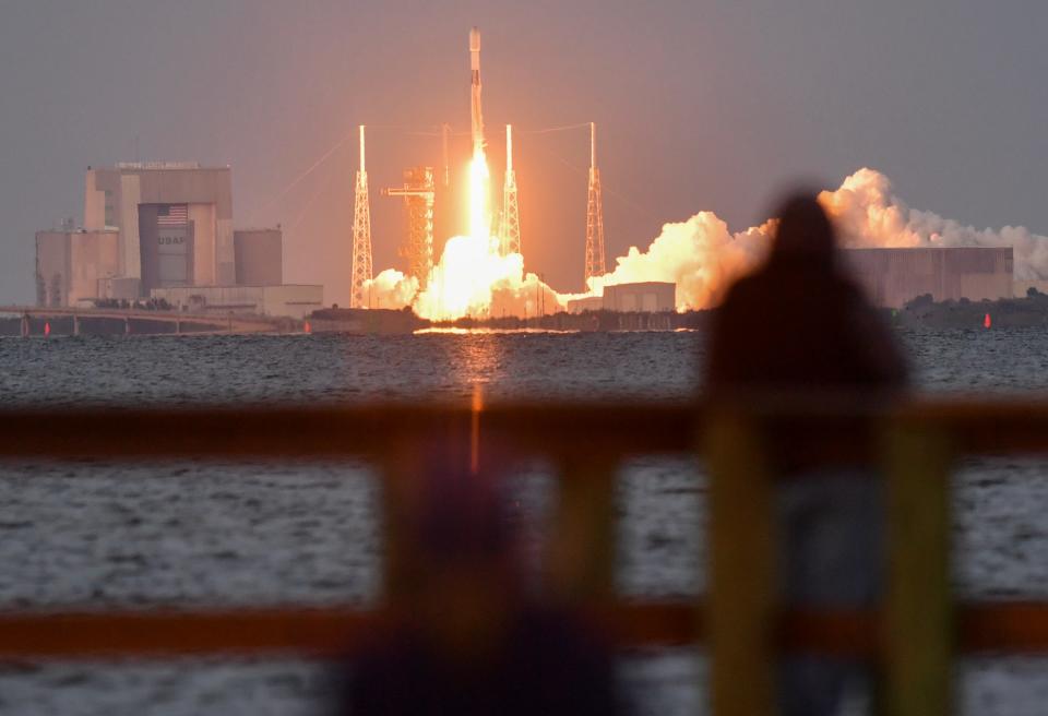A SpaceX Falcon 9 rocket lifts off Sunday from Cape Canaveral Space Force Station.