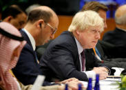 British Foreign Minister Boris Johnson listens to remarks at the morning ministerial plenary for the Global Coalition working to Defeat ISIS at the State Department in Washington, U.S., March 22, 2017. REUTERS/Joshua Roberts