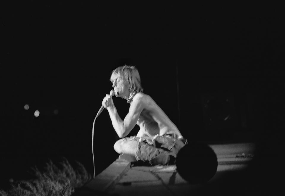 Iggy Pop of the Stooges onstage at the Goose Lake Festival in Leoni Township, Mich., on Aug. 8, 1970.