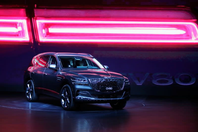 Hyundai Motor Genesis GV80 SUV is seen during its unveiling ceremony in Goyang