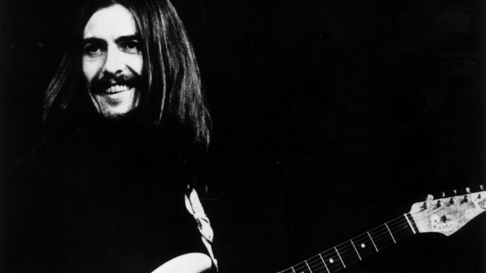 Harrison playing his “Rocky” Strat  onstage with Delaney & Bonnie in  Copenhagen, December 13, 1969