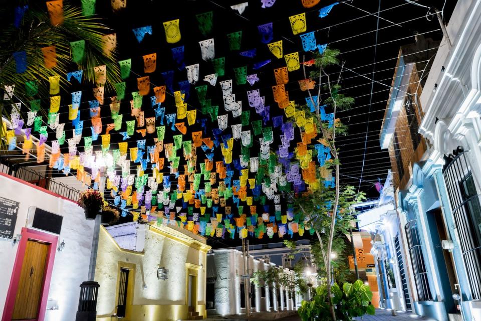 bunting decoration on the streets of mazatlán sinaloa mexico