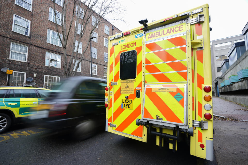 Ambulances outside Waterloo Ambulance Station, south London. Ambulance staff in England and Wales walked out on Wednesday, following action by nurses on Tuesday, with the NHS braced for extra pressure as a knock-on effect of the industrial action. Picture date: Thursday December 22, 2022. (Photo by James Manning/PA Images via Getty Images)