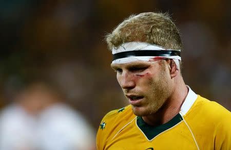 Rugby Union - Rugby Test - England v Australia's Wallabies - Brisbane, Australia - 11/06/16. Injured Wallaby David Pocock reacts in the second half. REUTERS/Jason O'Brien