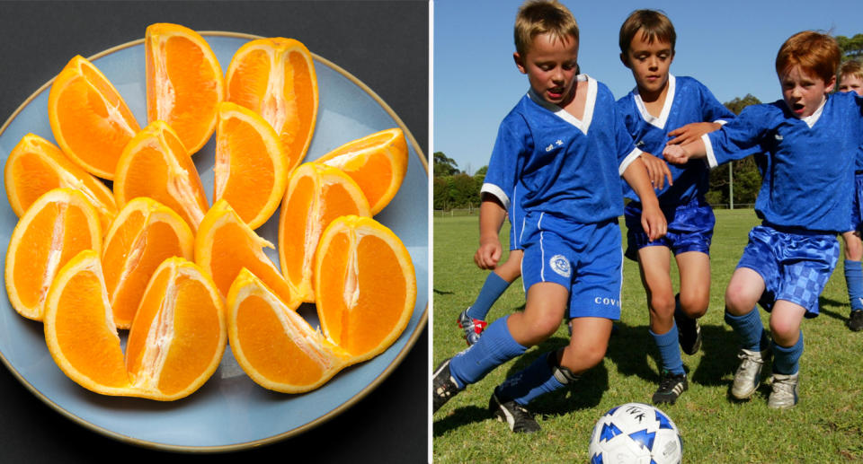 It's the Aussie way, but should we stay away from oranges at halftime? Source: AAP