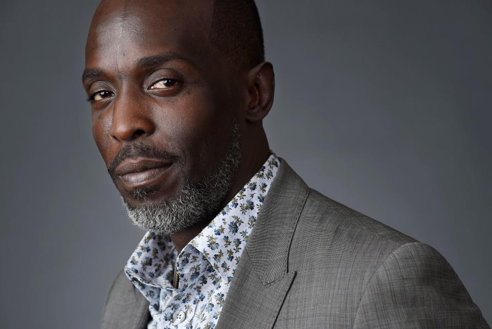 FILE - In this Saturday, July 30, 2016, file photo, Michael Kenneth Williams, a cast member in the HBO series "The Night Of," poses for a portrait during the 2016 Television Critics Association Summer Press Tour at the Beverly Hilton in Beverly Hills, Calif. Williams, who played the beloved character Omar Little on “The Wire,” has died. New York City police say Williams was found dead Monday, Sept. 6, 2021, at his apartment in Brooklyn. He was 54. (Photo by Chris Pizzello/Invision/AP, File) ORG XMIT: NYSB124