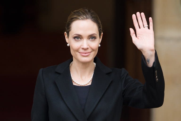 US actress and humanitarian campaigner Angelina Jolie is seen in London on April 11, 2013. Jolie has revealed that she underwent a preventive double mastectomy to reduce her risk of contracting breast cancer