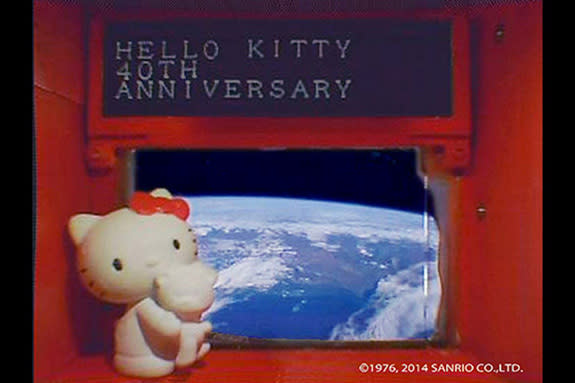Hello Kitty in Space: Japan's iconic mouthless cat is riding aboard the small satellite Hodoyoshi 3 and will beam messages from space as part of a 40th anniversary celebration by Sanrio Co., Ltd.
